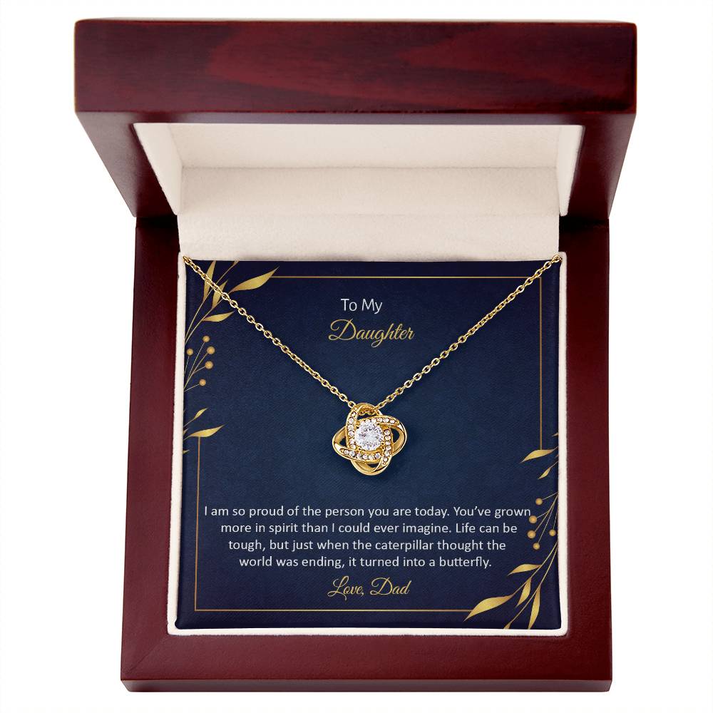 To My Daughter - I Am So Pround - Love Knot Necklace - Avioria