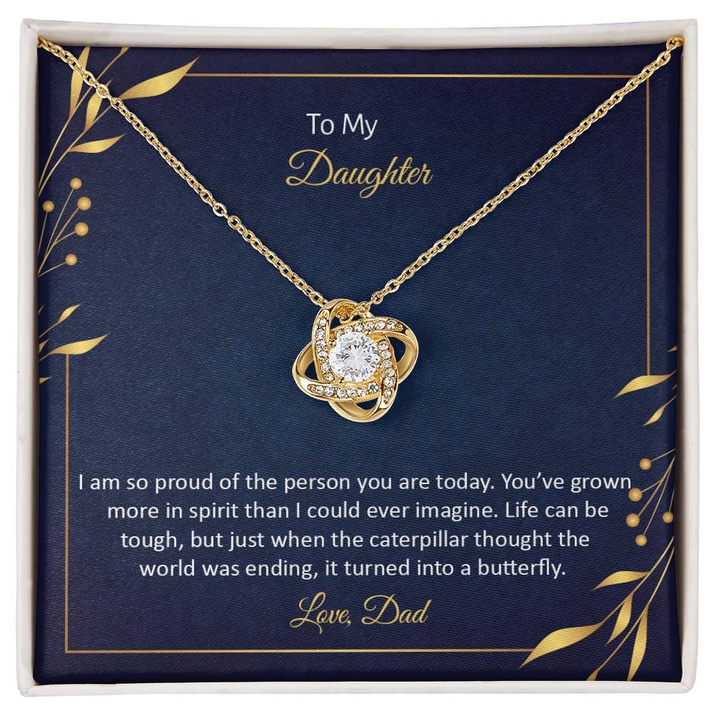 To My Daughter - I Am So Pround - Love Knot Necklace - Avioria