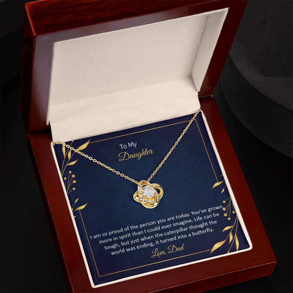 To My Daughter - I Am So Pround - Love Knot Necklace - Avioria