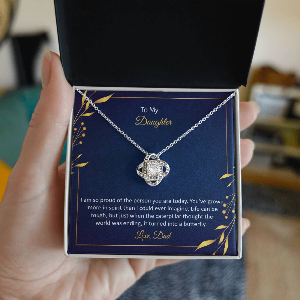 To My Daughter - I Am So Pround - Love Knot Necklace - Avioria