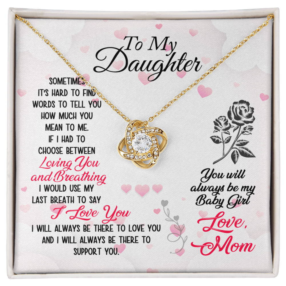 To My Daughter - Sometimes It's Hard - Love Knot Necklace - Avioria