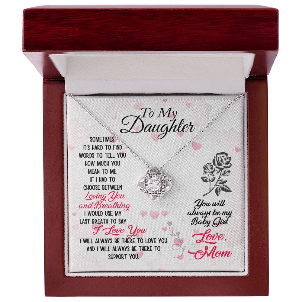 To My Daughter - Sometimes It's Hard - Love Knot Necklace - Avioria