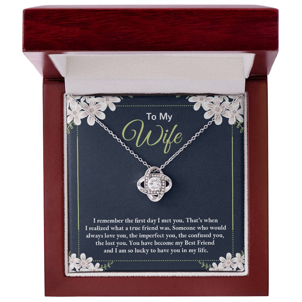 To My Wife - I Remember The First Day - Love Knot Necklace - Avioria
