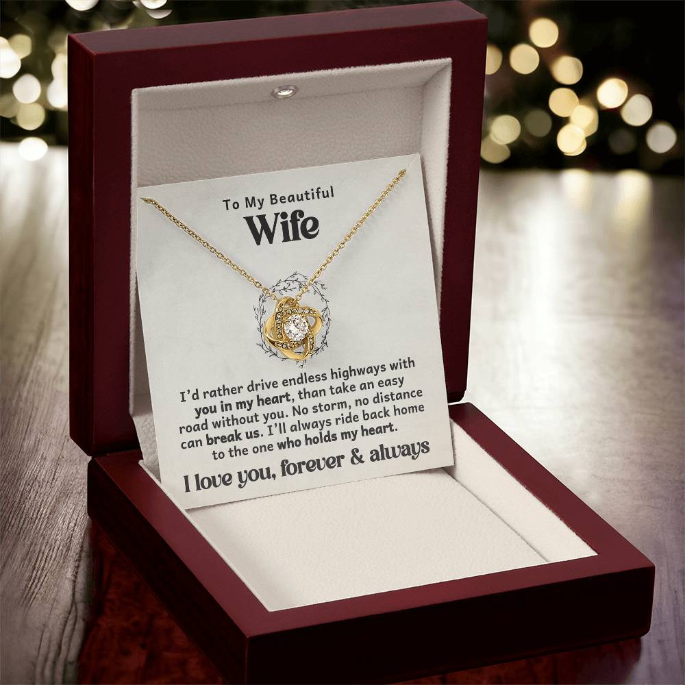 To the One Who Holds My Heart – Trucker Love Knot Necklace - Avioria