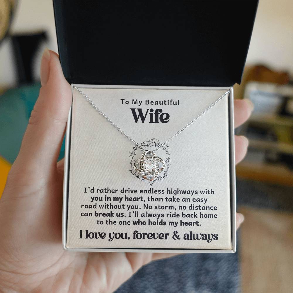 To the One Who Holds My Heart – Trucker Love Knot Necklace