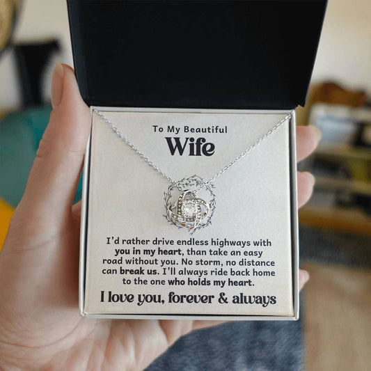 To the One Who Holds My Heart – Trucker Love Knot Necklace