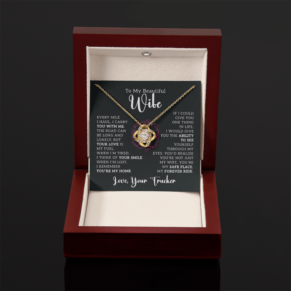 To My Beautiful Wife – Truckers' Love Message With Necklace - Avioria