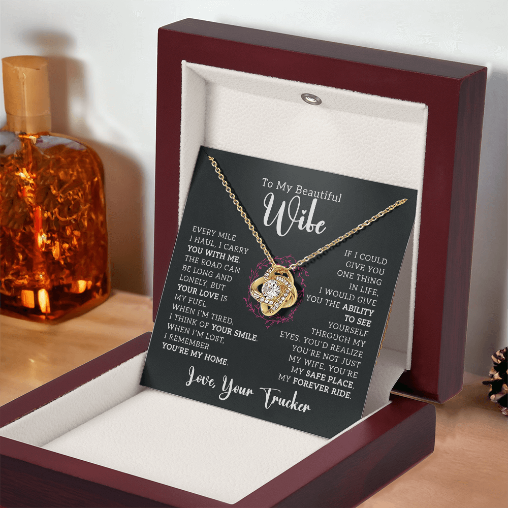 To My Beautiful Wife – Truckers' Love Message With Necklace - Avioria