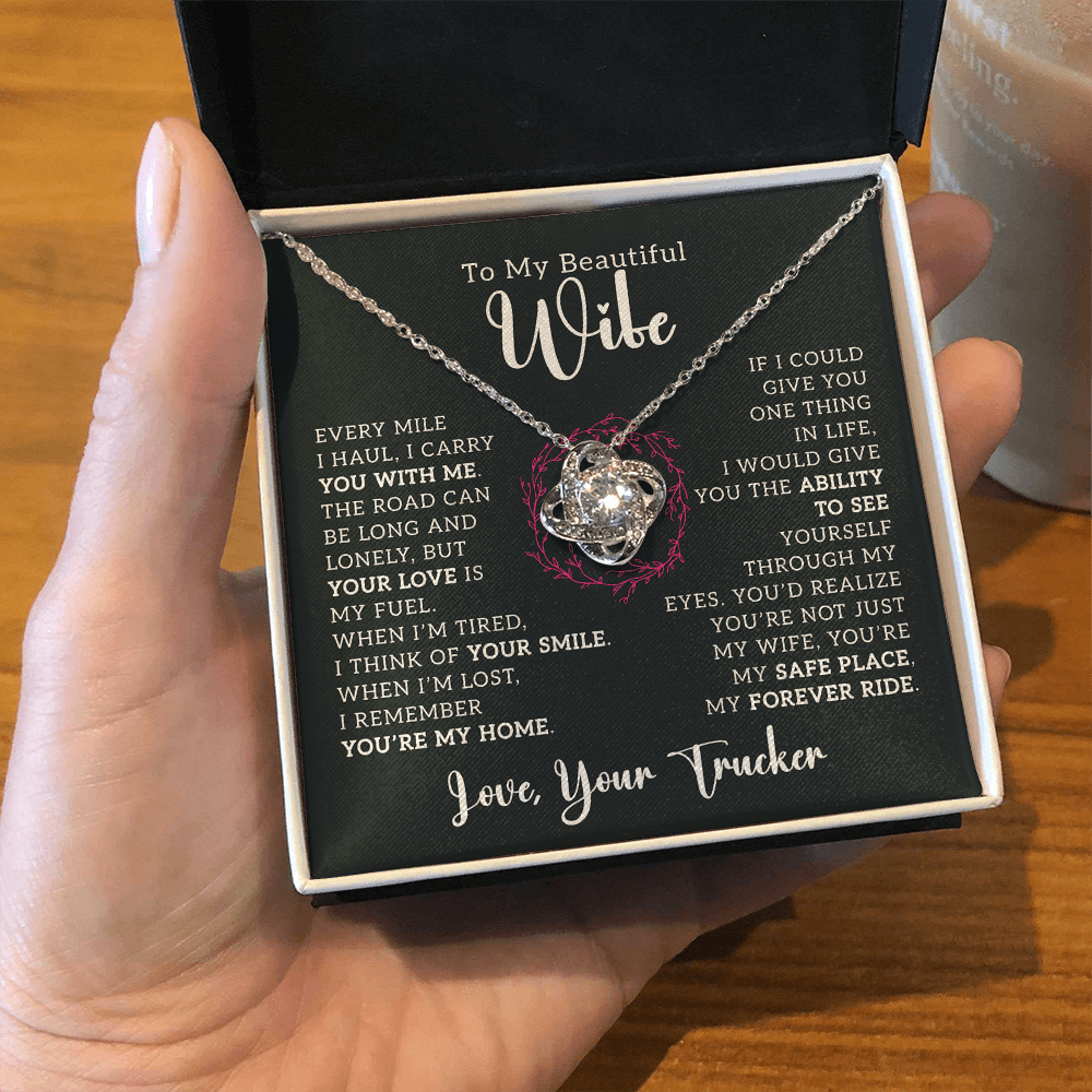 To My Beautiful Wife – Truckers' Love Message With Necklace - Avioria