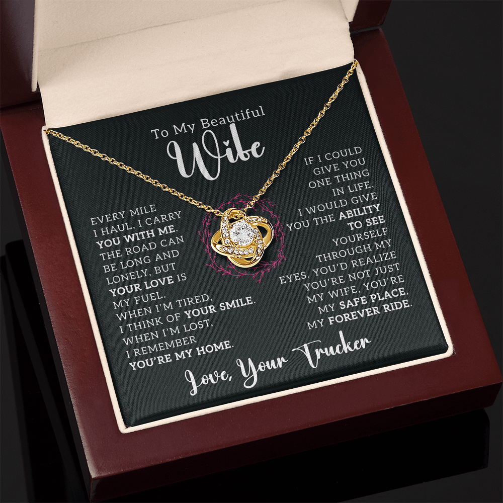 To My Beautiful Wife – Truckers' Love Message With Necklace - Avioria