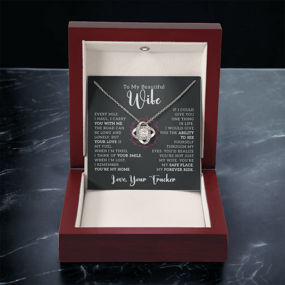 To My Beautiful Wife – Truckers' Love Message With Necklace - Avioria