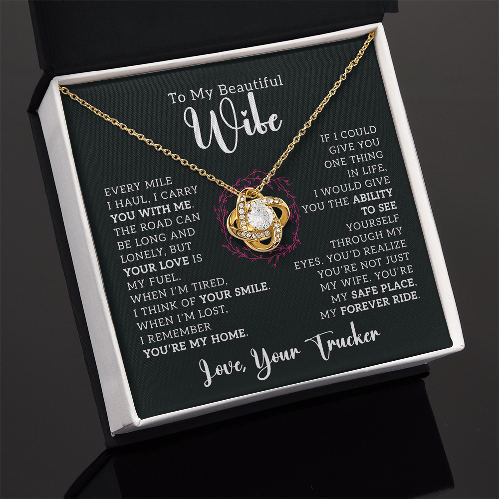 To My Beautiful Wife – Truckers' Love Message With Necklace - Avioria