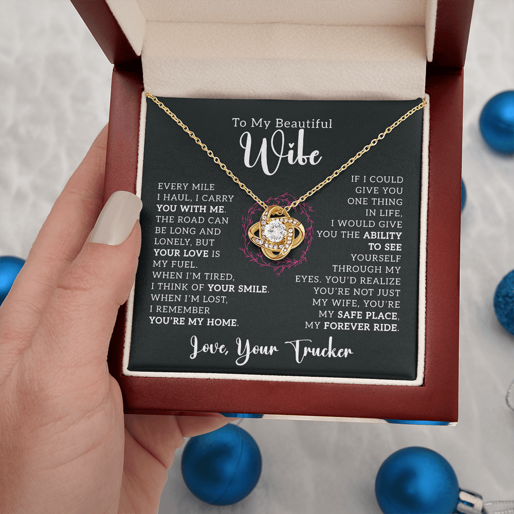 To My Beautiful Wife – Truckers' Love Message With Necklace - Avioria