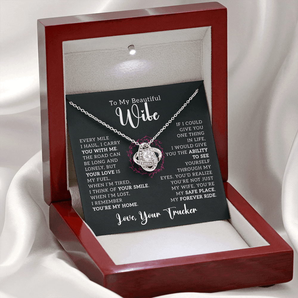 To My Beautiful Wife – Truckers' Love Message With Necklace - Avioria