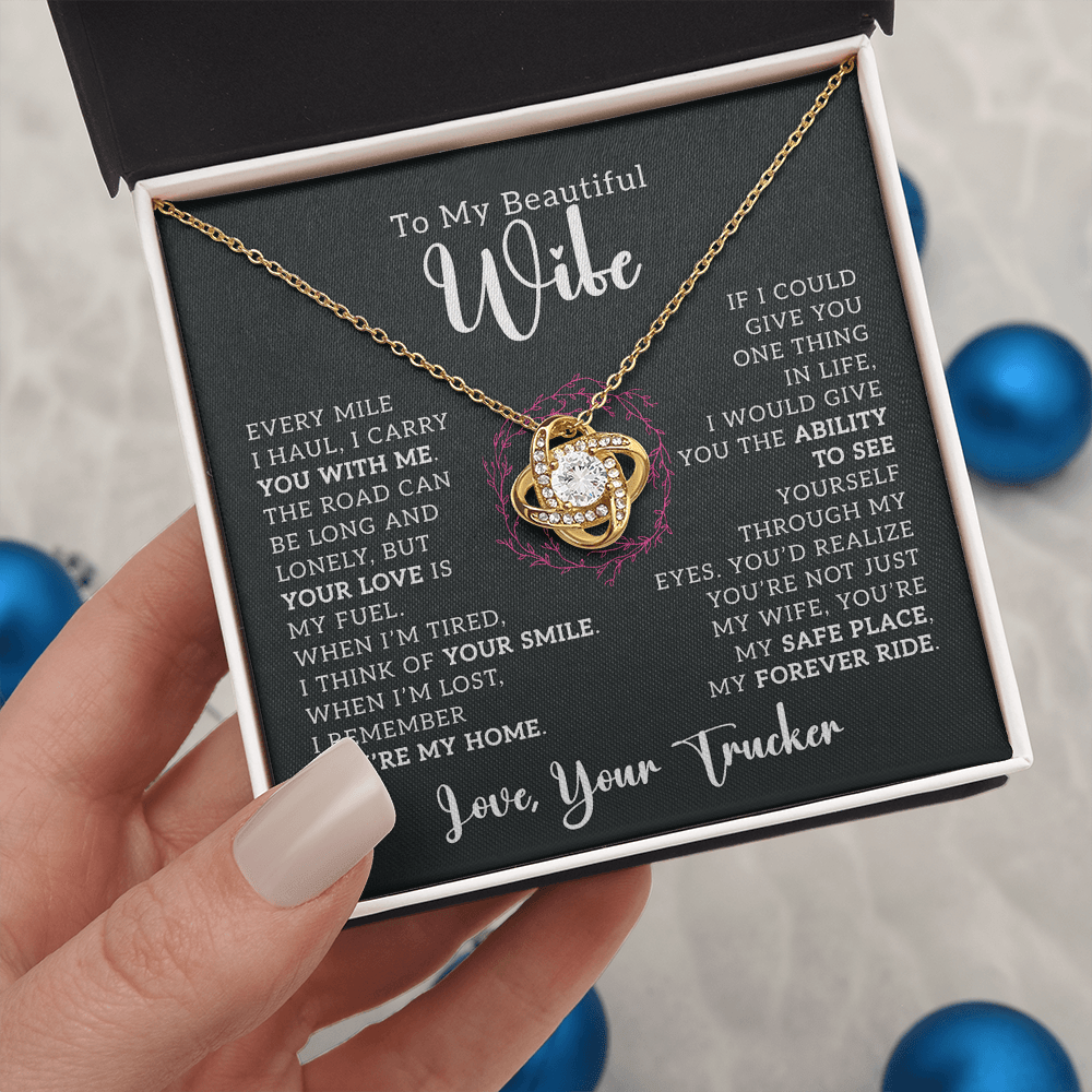 To My Beautiful Wife – Truckers' Love Message With Necklace - Avioria