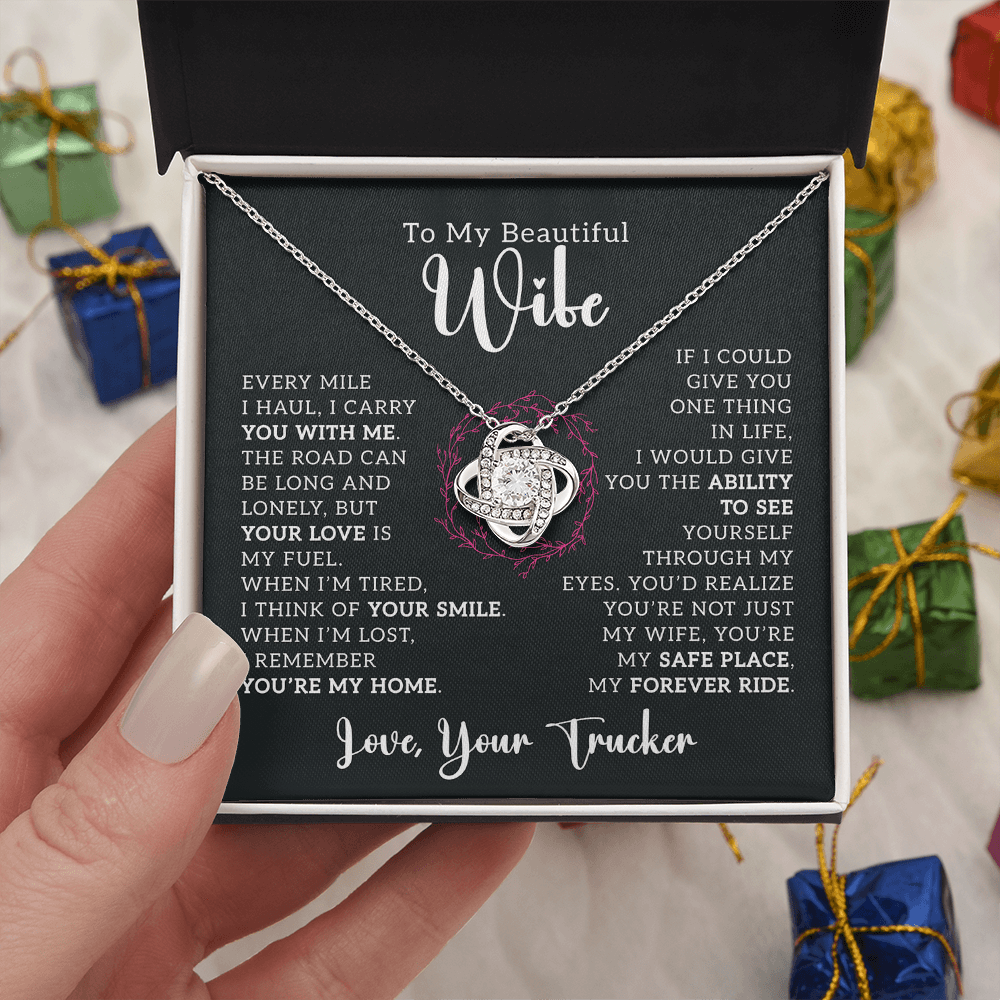 To My Beautiful Wife – Truckers' Love Message With Necklace - Avioria