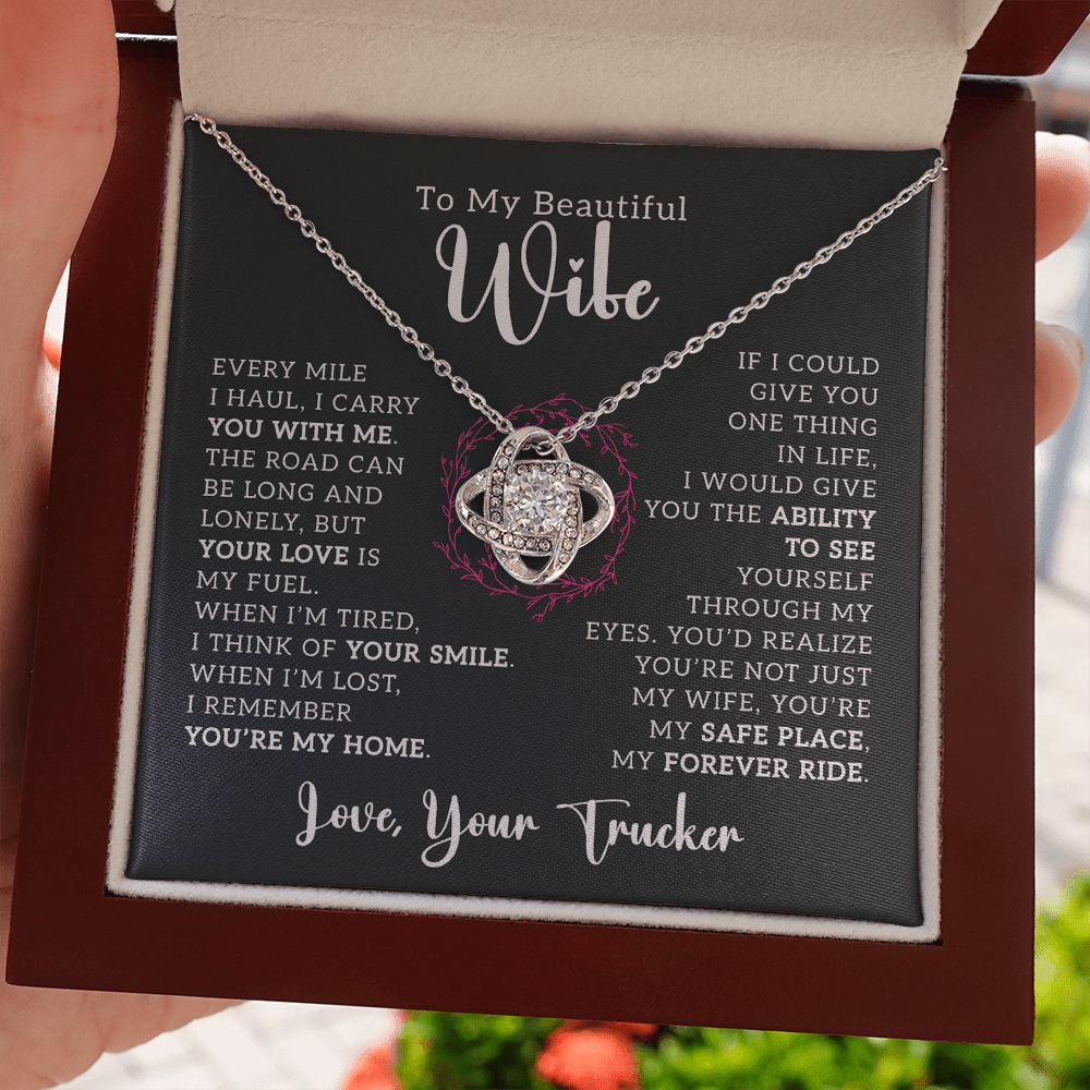 To My Beautiful Wife – Truckers' Love Message With Necklace - Avioria