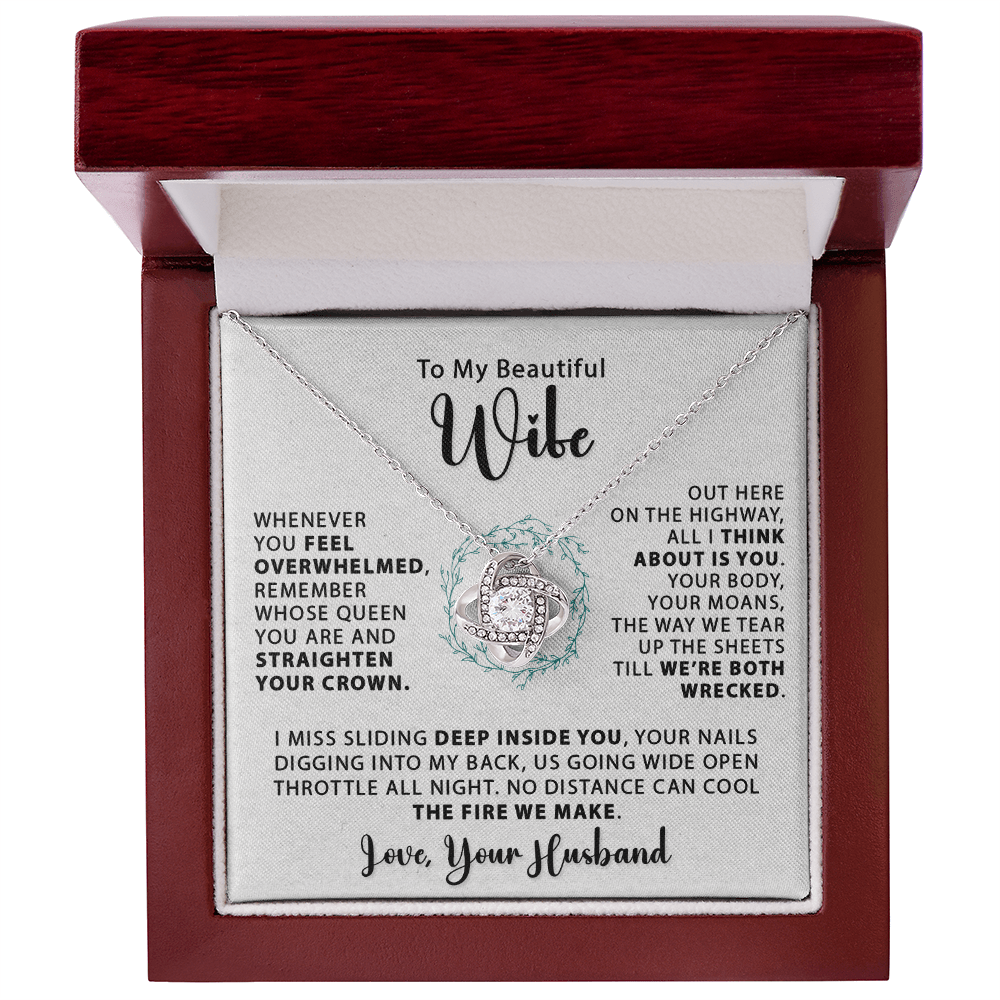 To My Beautiful Wife - Whenever You Feel - Love Knot Necklace - Avioria