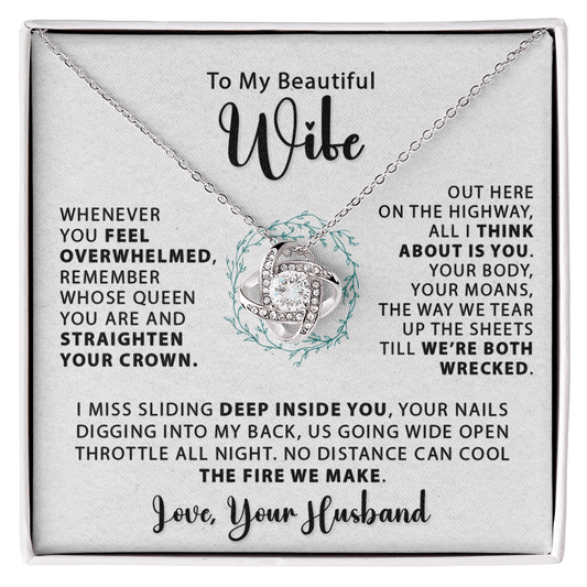 To My Beautiful Wife - Whenever You Feel - Love Knot Necklace - Avioria
