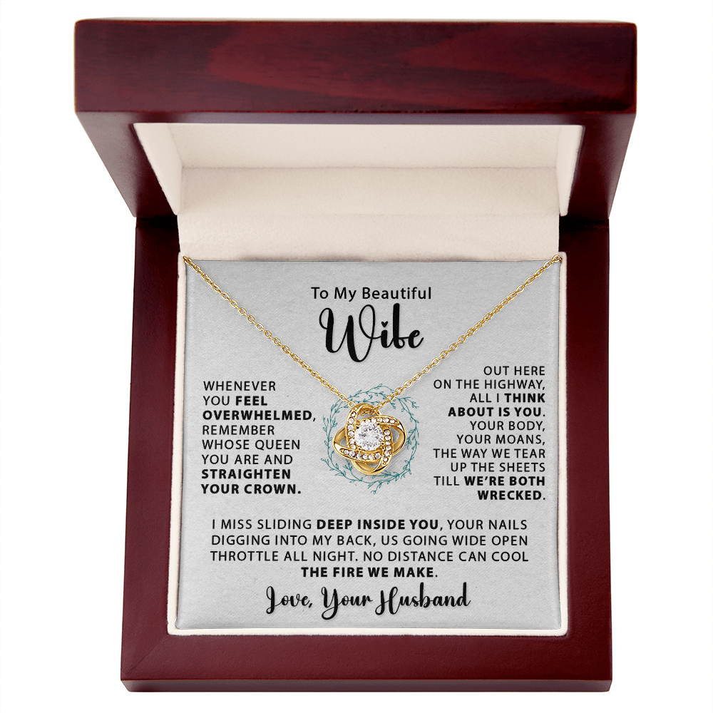 To My Beautiful Wife - Whenever You Feel - Love Knot Necklace - Avioria