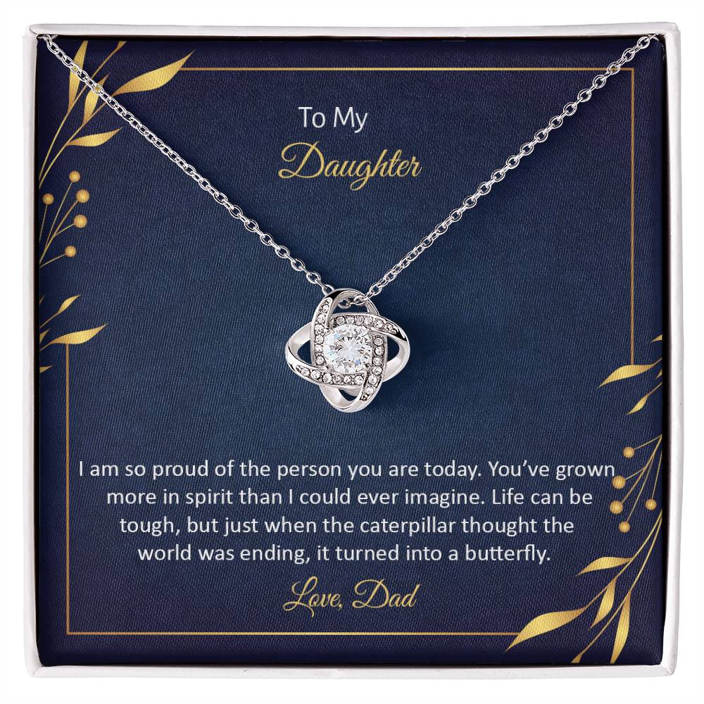 To My Daughter - I Am So Pround - Love Knot Necklace - Avioria