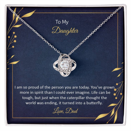 To My Daughter - I Am So Pround - Love Knot Necklace - Avioria