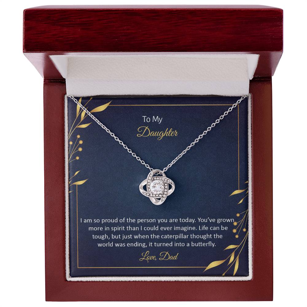 To My Daughter - I Am So Pround - Love Knot Necklace - Avioria