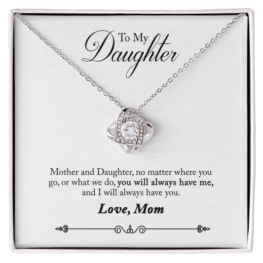 To My Daughter - Mom And Daughter - Love Knot Necklace - Avioria