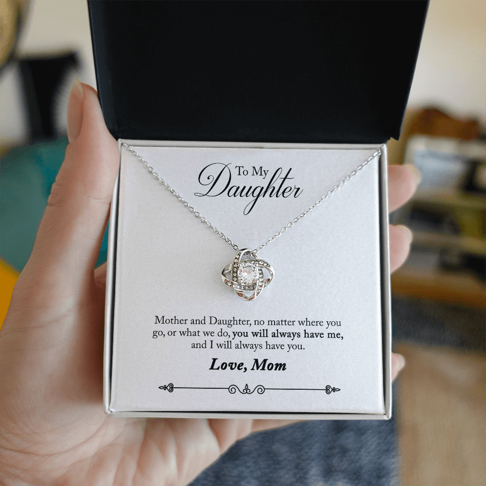 To My Daughter - Mom And Daughter - Love Knot Necklace - Avioria