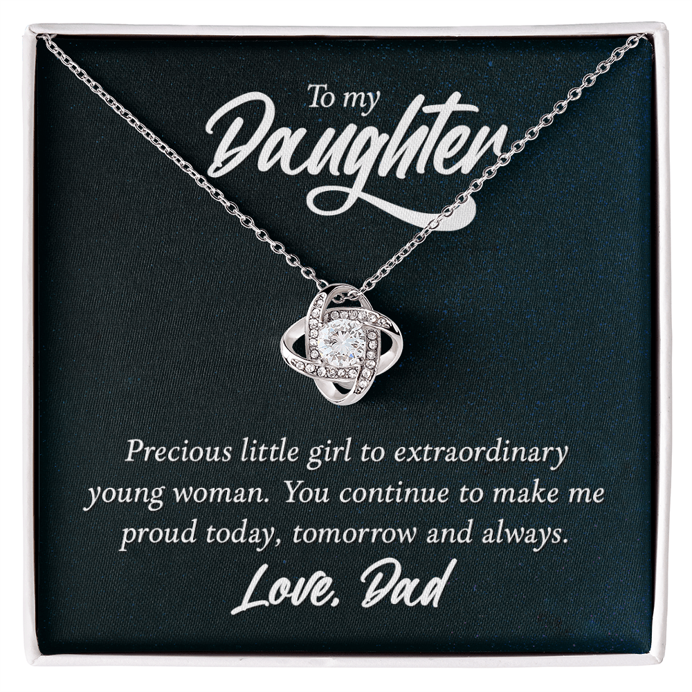 To My Daughter - Precious Little Girl - Love Knot Necklace - Avioria