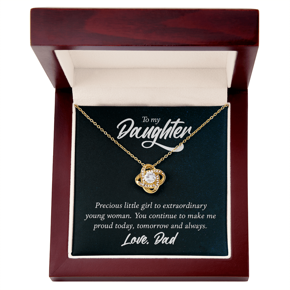 To My Daughter - Precious Little Girl - Love Knot Necklace - Avioria
