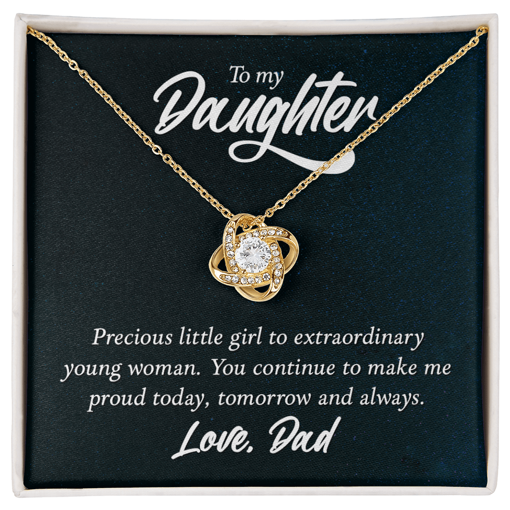 To My Daughter - Precious Little Girl - Love Knot Necklace - Avioria