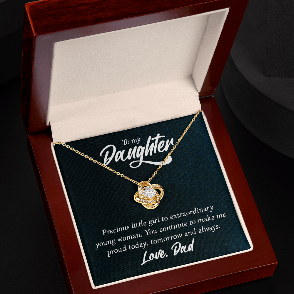 To My Daughter - Precious Little Girl - Love Knot Necklace - Avioria