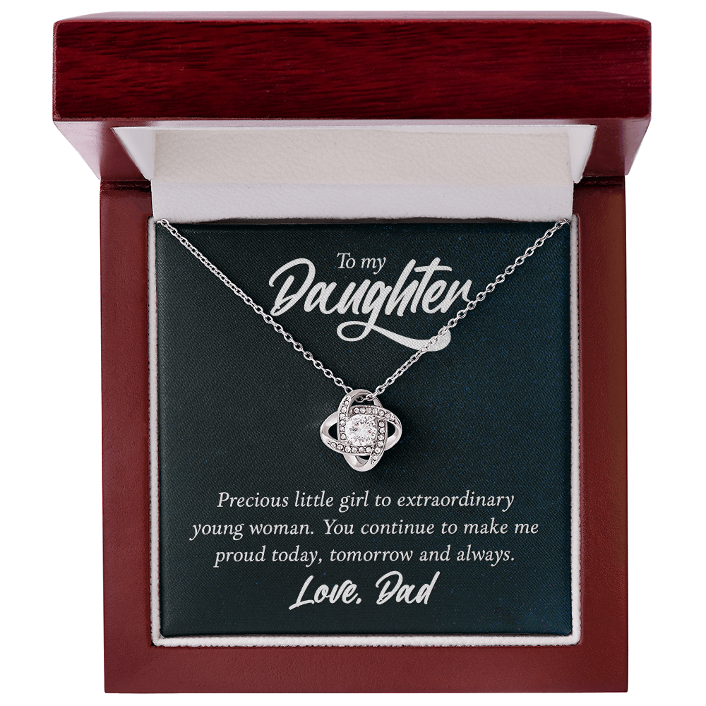 To My Daughter - Precious Little Girl - Love Knot Necklace - Avioria