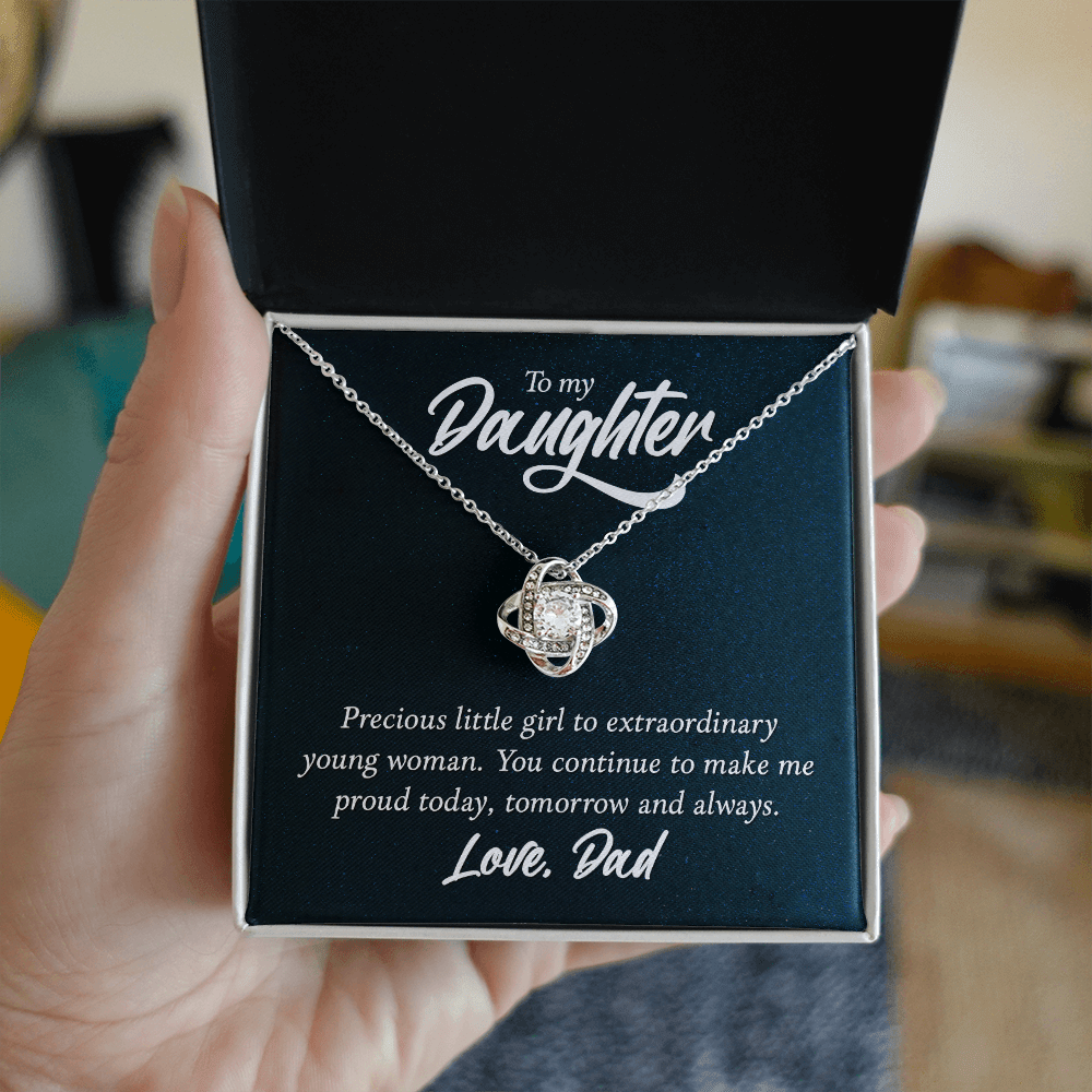 To My Daughter - Precious Little Girl - Love Knot Necklace - Avioria