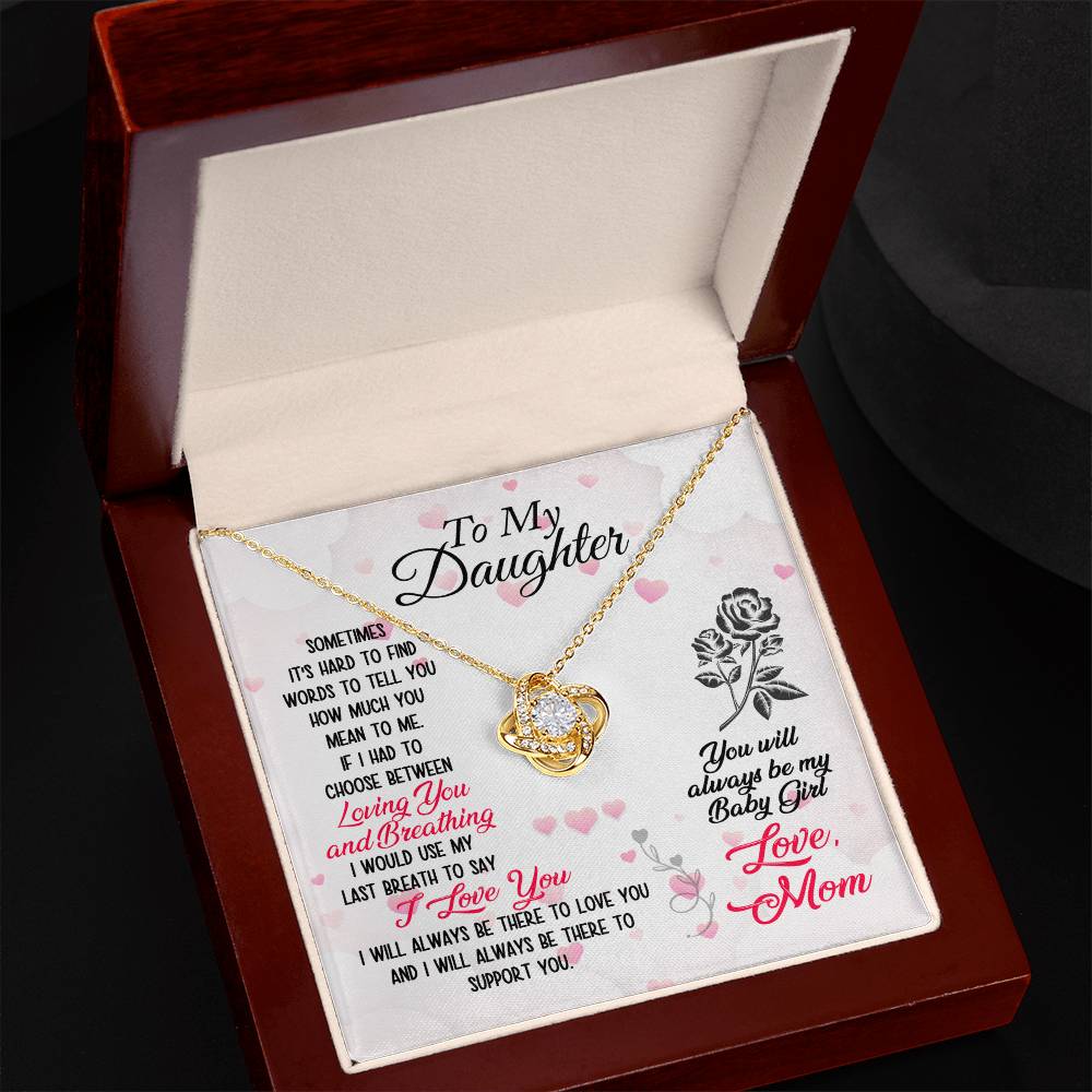 To My Daughter - Sometimes It's Hard - Love Knot Necklace - Avioria