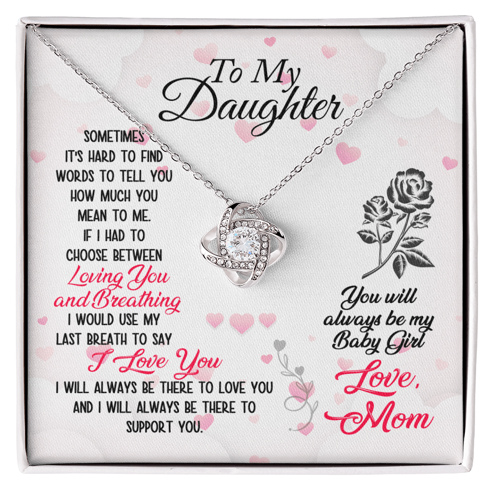 To My Daughter - Sometimes It's Hard - Love Knot Necklace - Avioria