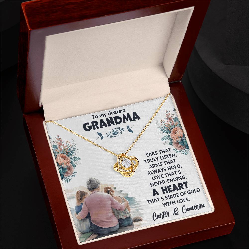 To My Grandma - Ears That Truely - Love Knot Necklace - Avioria