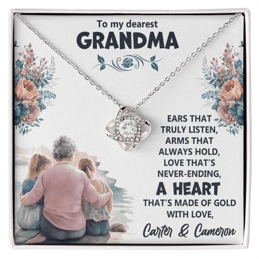To My Grandma - Ears That Truely - Love Knot Necklace - Avioria
