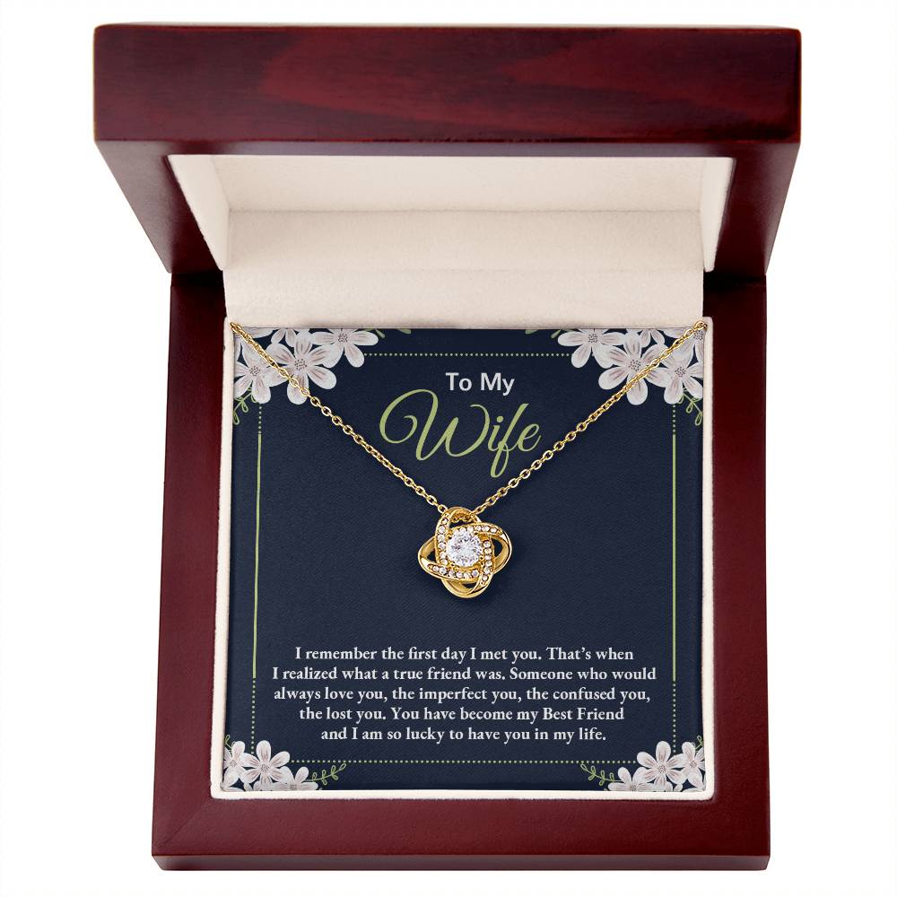 To My Wife - I Remember The First Day - Love Knot Necklace - Avioria