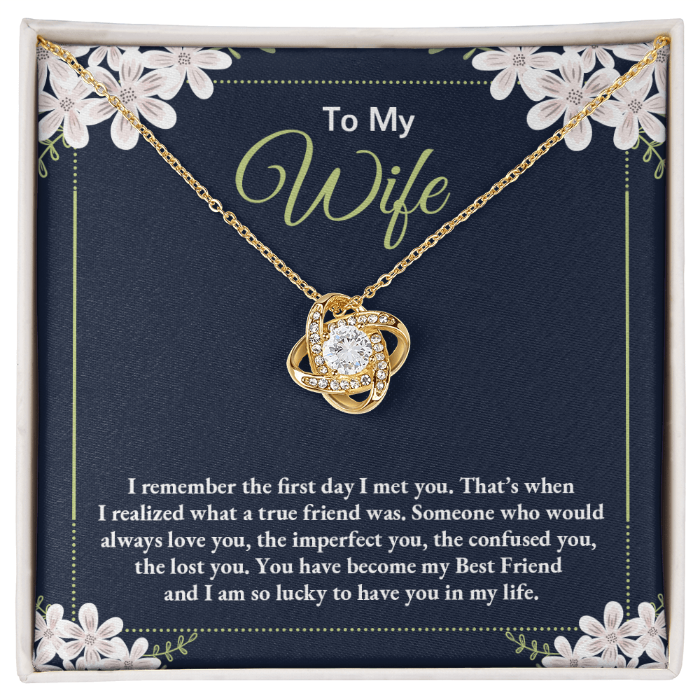 To My Wife - I Remember The First Day - Love Knot Necklace - Avioria