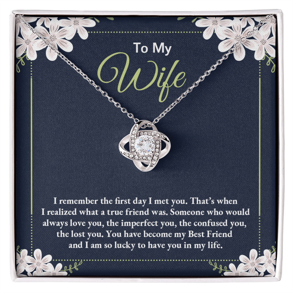 To My Wife - I Remember The First Day - Love Knot Necklace - Avioria