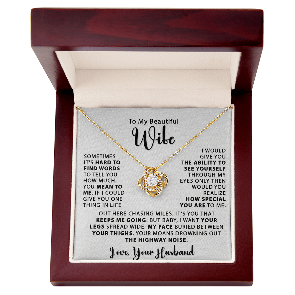 To My Wife - Sonetimes It's Hard - Love Knot Necklace - Avioria