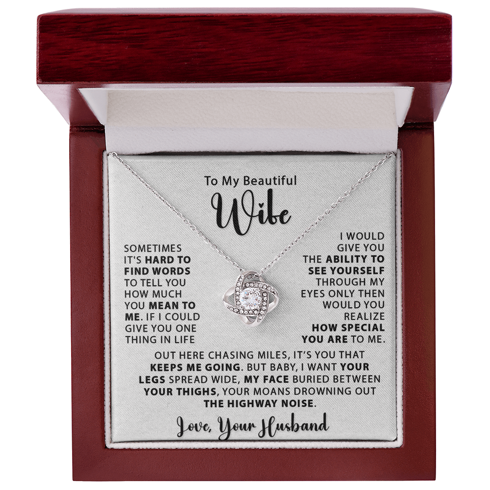 To My Wife - Sonetimes It's Hard - Love Knot Necklace - Avioria