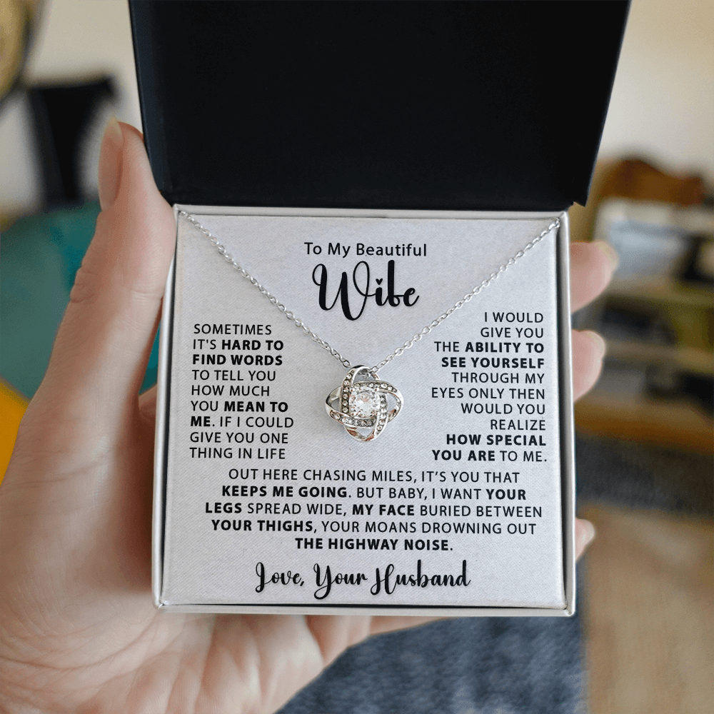 To My Wife - Sonetimes It's Hard - Love Knot Necklace - Avioria