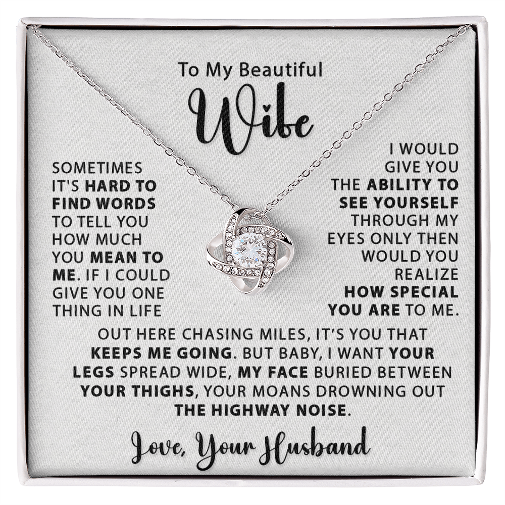 To My Wife - Sonetimes It's Hard - Love Knot Necklace - Avioria