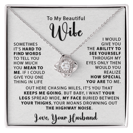 To My Wife - Sonetimes It's Hard - Love Knot Necklace - Avioria