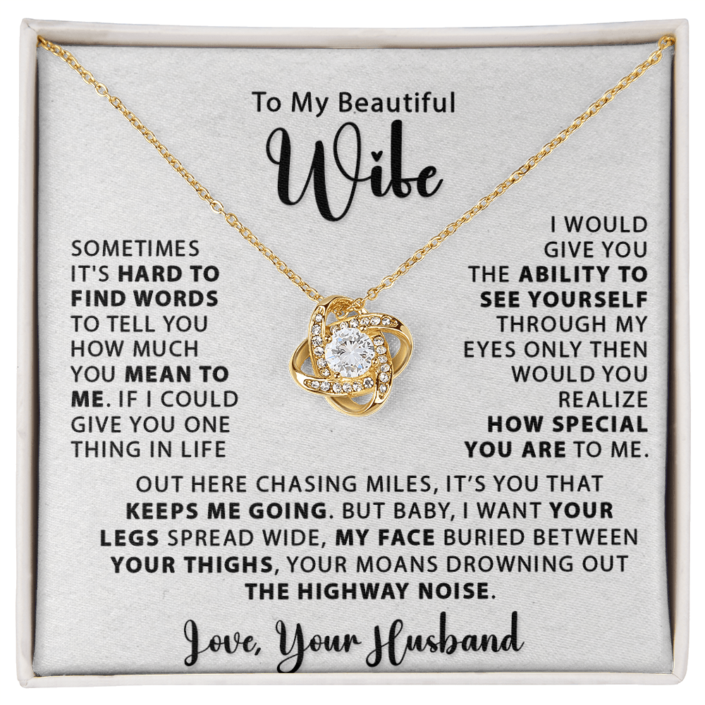 To My Wife - Sonetimes It's Hard - Love Knot Necklace - Avioria