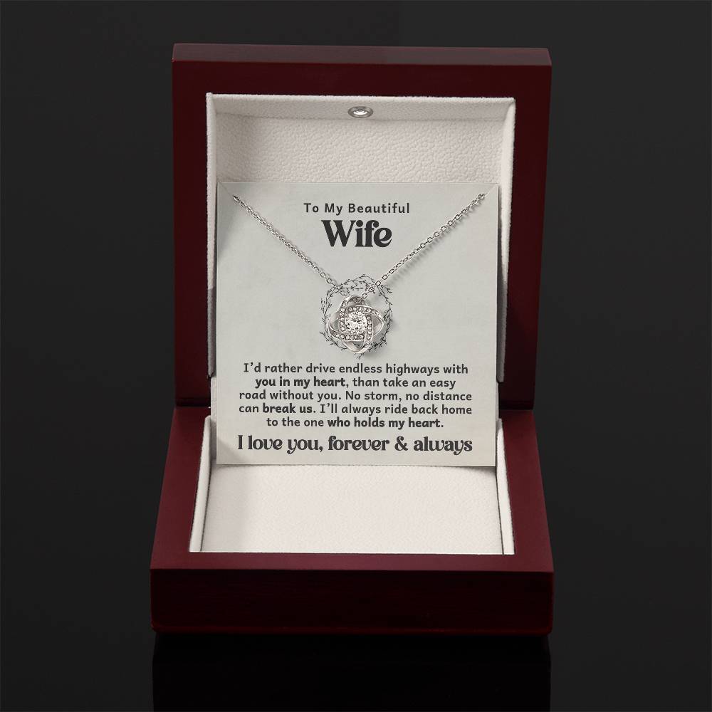 To the One Who Holds My Heart – Trucker Love Knot Necklace - Avioria