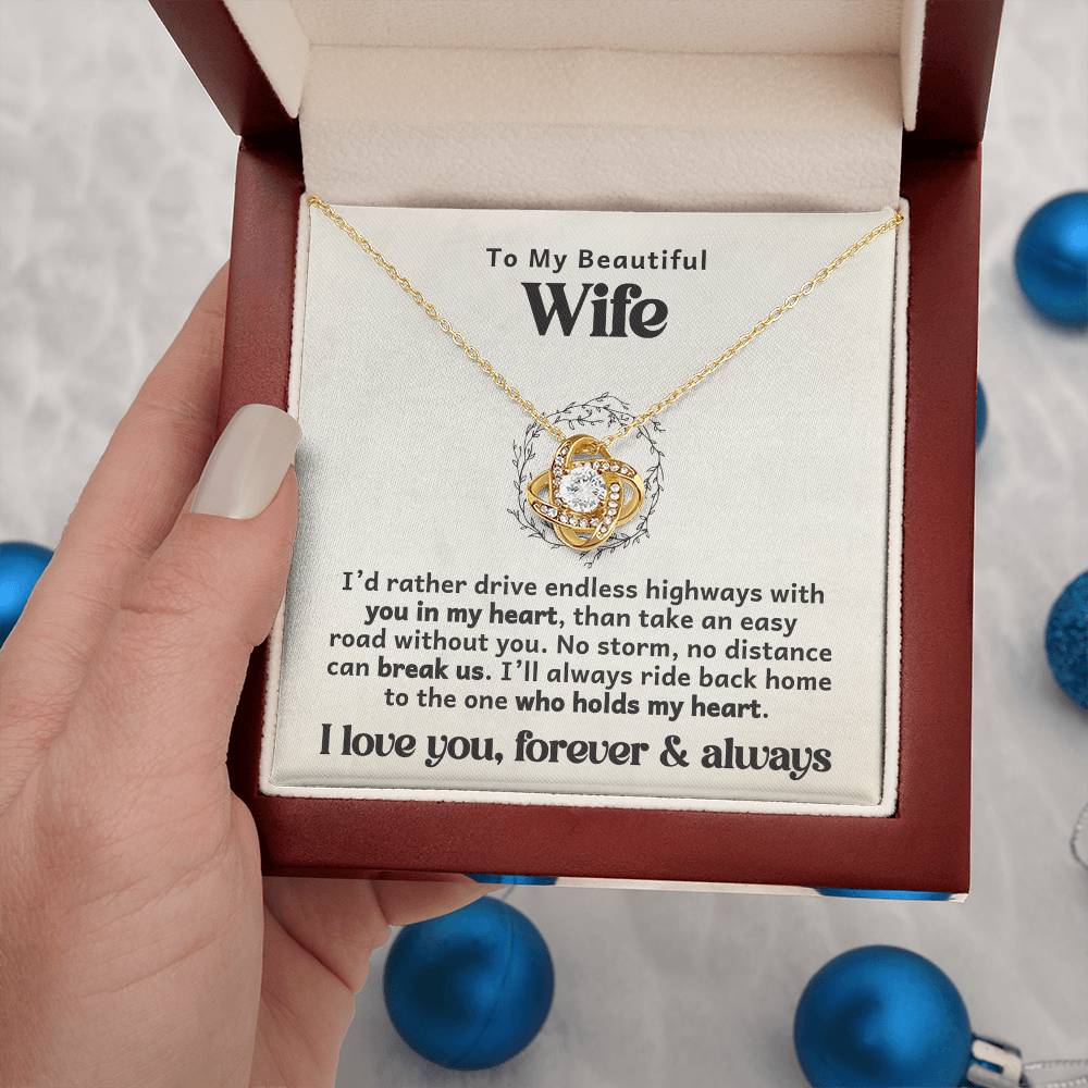 To the One Who Holds My Heart – Trucker Love Knot Necklace - Avioria